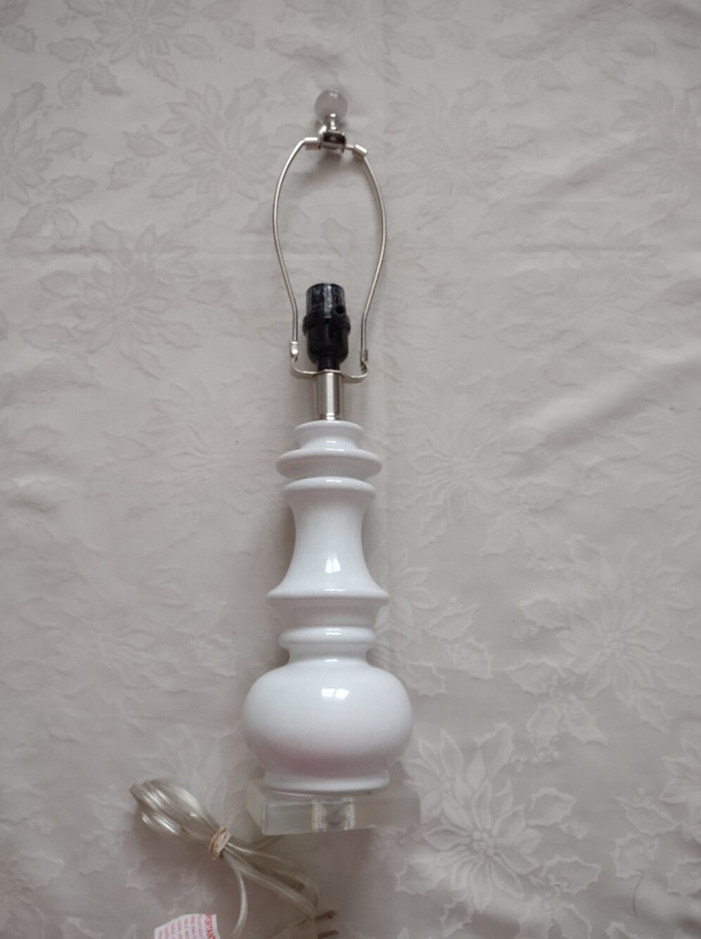 Sculptural Elongated Lamp White Glaze Ceramic Printed Lamp Shade - Picture 2 of 16